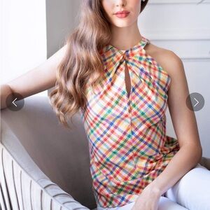 NWT Eva Franco Anthropologie Multicolor Plaid Top 8